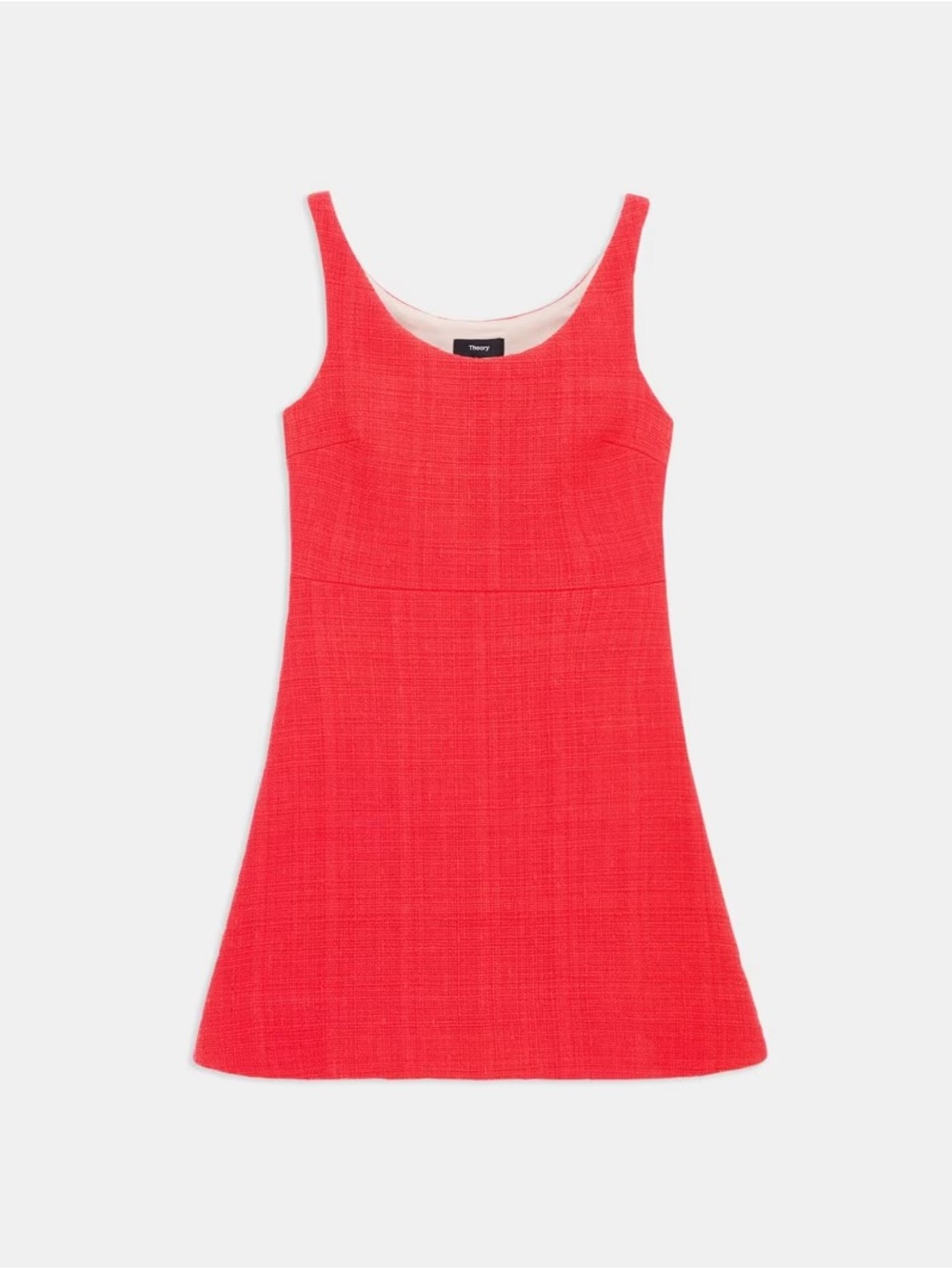Ballerina Neckline Mini Dress in Cotton Tweed